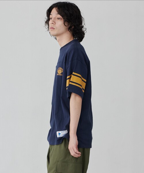 coen（コーエン）の「USAコットンフットボールTシャツ（Tシャツ/カットソー・メンズ・オフホワイト/ベージュ/ネイビー・S/M/L/XL）」の5枚目の写真
