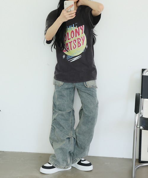 Girly Doll(ガーリードール)の「ヴィンテージライクロゴプリントTシャツ(Tシャツ/カットソー・レディース・ブラック・M/L)」の6枚目の写真