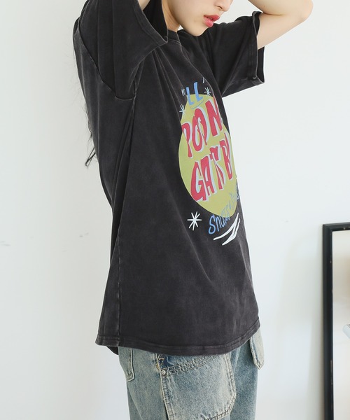 Girly Doll(ガーリードール)の「ヴィンテージライクロゴプリントTシャツ(Tシャツ/カットソー・レディース・ブラック・M/L)」の3枚目の写真