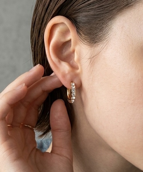 Burner(バーナー)の「【CHI SELECT】フープ ピアス (両耳用)pierce ストーン chi-pierce-00474 U(ピアス(両耳用)・メンズ・シルバー系その他/ゴールド/シルバー/ゴールド系その他/イエローゴールド・FREE)」の5枚目の写真