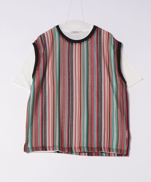 Right-on（ライトオン）の「ストライプアンサンブルベスト（アンサンブル・メンズ・ベージュ/ブラック/レッド・L/M/XL）」の3枚目の写真