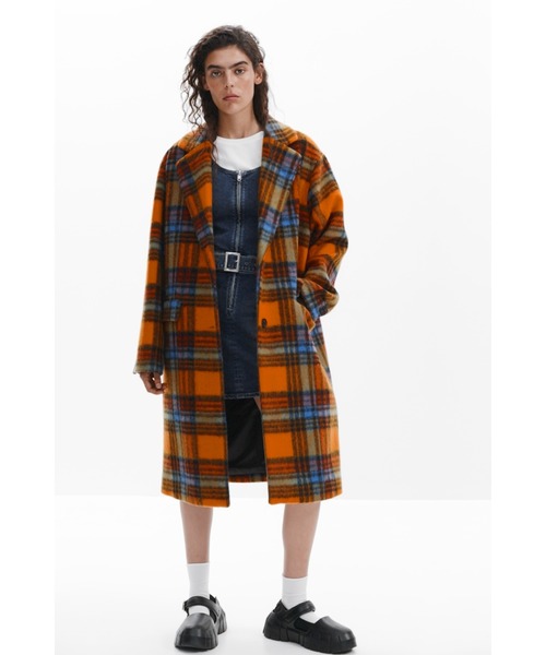 Desigual（デシグアル）の「NAPOLES マドラスチェック オーバーコート（チェスターコート・レディース・オレンジ/ブルー・XS/XL/S/M/L）」の10枚目の写真