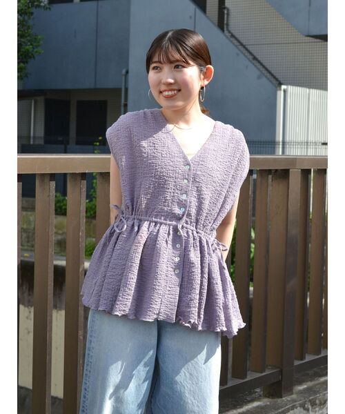 Ungrid（アングリッド）の「ウエストデザイン楊柳ブラウス（シャツ/ブラウス・レディース・パープル/ブラック/オフホワイト・FREE）」の17枚目の写真