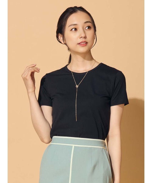 シルクタッチ コットン コンパクトTシャツ ホワイト/ブラック