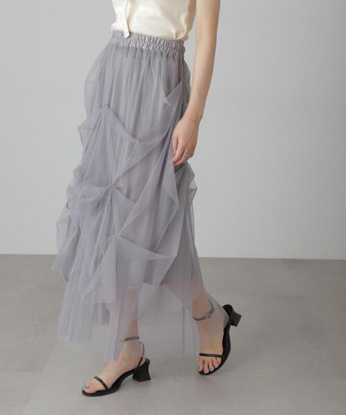 FREE'S MART（フリーズマート）の「◆[レイヤード可]チュールイレギュラータックスカート（スカート・レディース・ホワイト/グレー/ブラック・FREE）」の9枚目の写真