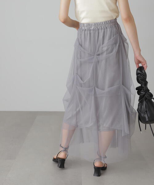 FREE'S MART（フリーズマート）の「◆[レイヤード可]チュールイレギュラータックスカート（スカート・レディース・ホワイト/グレー/ブラック・FREE）」の10枚目の写真
