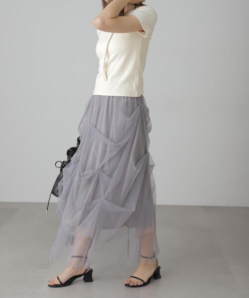 FREE'S MART（フリーズマート）の「◆[レイヤード可]チュールイレギュラータックスカート（スカート・レディース・ホワイト/グレー/ブラック・FREE）」の12枚目の写真
