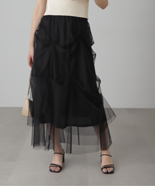 FREE'S MART（フリーズマート）の「◆[レイヤード可]チュールイレギュラータックスカート（スカート・レディース・ホワイト/グレー/ブラック・FREE）」の3枚目の写真