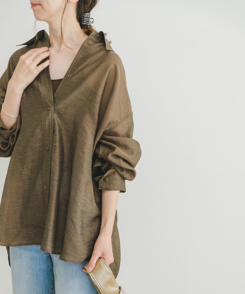 ITEMS URBANRESEARCH（アイテムズ アーバンリサーチ）の「シアービッグシャツ（シャツ/ブラウス・レディース・ブラック/レッド系その他/ブラウン・FREE）」の3枚目の写真
