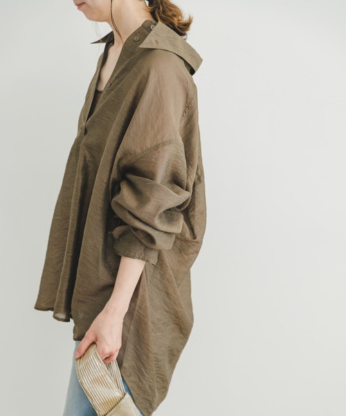 ITEMS URBANRESEARCH（アイテムズ アーバンリサーチ）の「シアービッグシャツ（シャツ/ブラウス・レディース・ブラック/レッド系その他/ブラウン・FREE）」の4枚目の写真