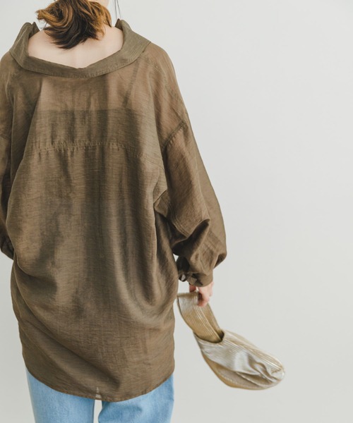 ITEMS URBANRESEARCH（アイテムズ アーバンリサーチ）の「シアービッグシャツ（シャツ/ブラウス・レディース・ブラック/レッド系その他/ブラウン・FREE）」の5枚目の写真