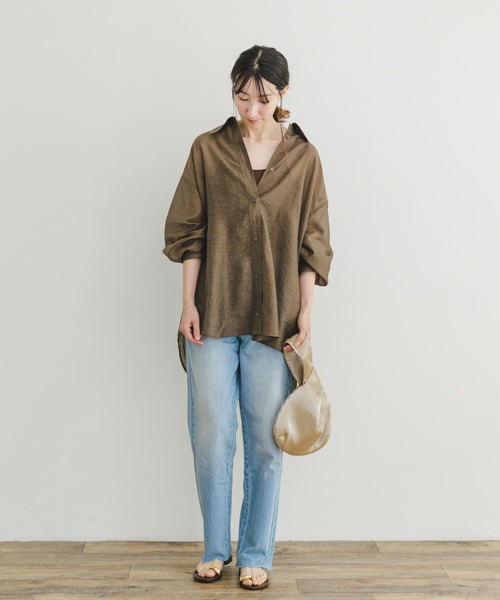 ITEMS URBANRESEARCH（アイテムズ アーバンリサーチ）の「シアービッグシャツ（シャツ/ブラウス・レディース・ブラック/レッド系その他/ブラウン・FREE）」の7枚目の写真