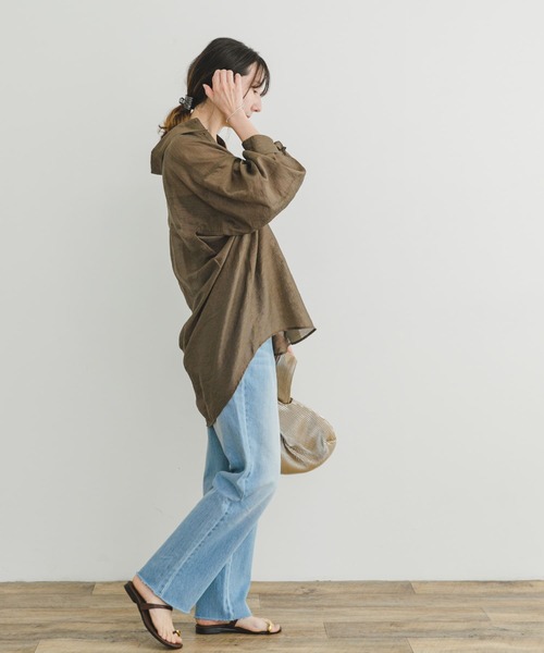 ITEMS URBANRESEARCH（アイテムズ アーバンリサーチ）の「シアービッグシャツ（シャツ/ブラウス・レディース・ブラック/レッド系その他/ブラウン・FREE）」の8枚目の写真