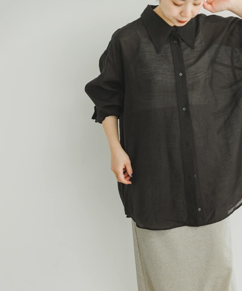 ITEMS URBANRESEARCH（アイテムズ アーバンリサーチ）の「シアービッグシャツ（シャツ/ブラウス・レディース・ブラック/レッド系その他/ブラウン・FREE）」の9枚目の写真