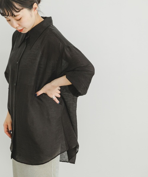 ITEMS URBANRESEARCH（アイテムズ アーバンリサーチ）の「シアービッグシャツ（シャツ/ブラウス・レディース・ブラック/レッド系その他/ブラウン・FREE）」の10枚目の写真