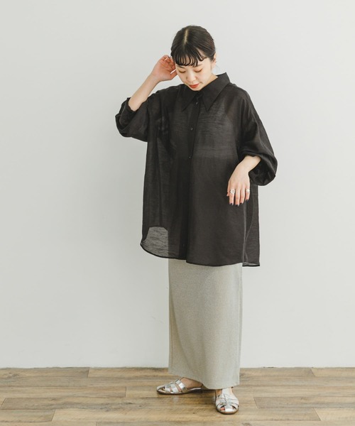 ITEMS URBANRESEARCH（アイテムズ アーバンリサーチ）の「シアービッグシャツ（シャツ/ブラウス・レディース・ブラック/レッド系その他/ブラウン・FREE）」の14枚目の写真