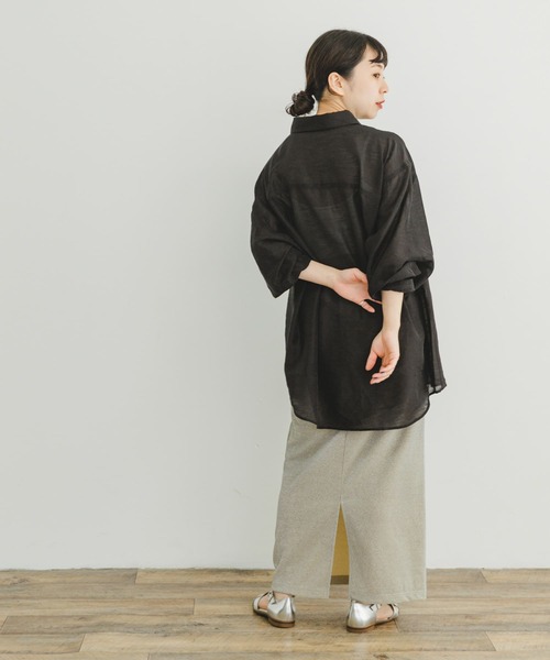 ITEMS URBANRESEARCH（アイテムズ アーバンリサーチ）の「シアービッグシャツ（シャツ/ブラウス・レディース・ブラック/レッド系その他/ブラウン・FREE）」の15枚目の写真