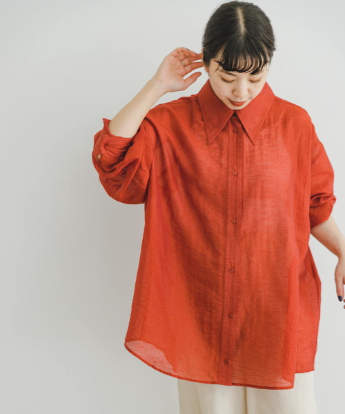 ITEMS URBANRESEARCH（アイテムズ アーバンリサーチ）の「シアービッグシャツ（シャツ/ブラウス・レディース・ブラック/レッド系その他/ブラウン・FREE）」の17枚目の写真