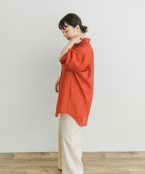 ITEMS URBANRESEARCH（アイテムズ アーバンリサーチ）の「シアービッグシャツ（シャツ/ブラウス・レディース・ブラック/レッド系その他/ブラウン・FREE）」の18枚目の写真