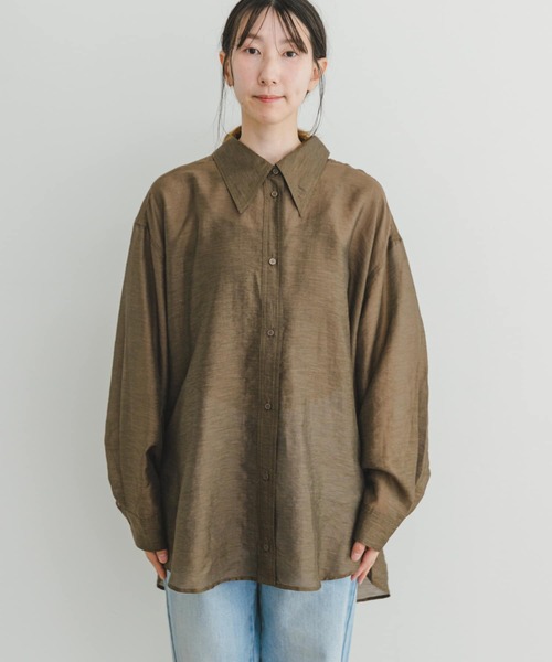 ITEMS URBANRESEARCH（アイテムズ アーバンリサーチ）の「シアービッグシャツ（シャツ/ブラウス・レディース・ブラック/レッド系その他/ブラウン・FREE）」の21枚目の写真