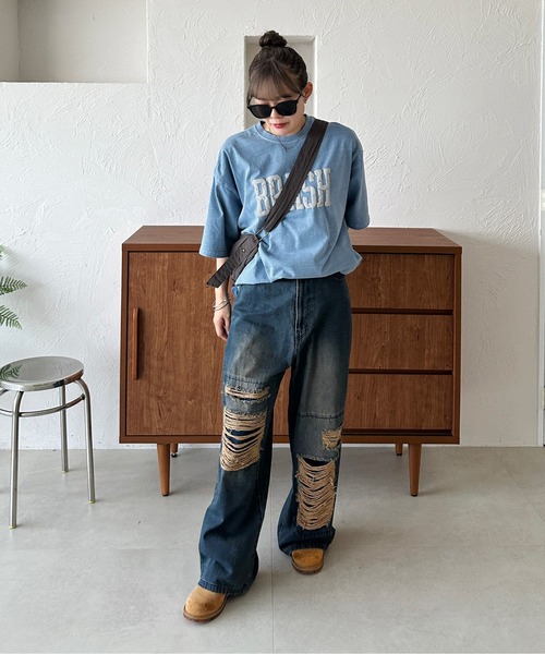 sedacle(セダクル)の「発砲プリントTEE(Tシャツ/カットソー・メンズ・ブルー/チャコールグレー・LARGE/MEDIUM/SMALL)」の13枚目の写真
