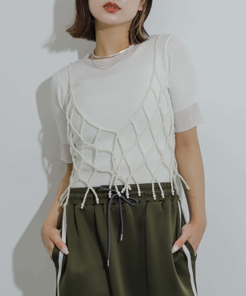 SENSE OF PLACE by URBAN RESEARCH（センスオブプレイスバイアーバンリサーチ）の「パールビスチェ（その他小物・レディース・グレー/オフホワイト・ONE）」の16枚目の写真