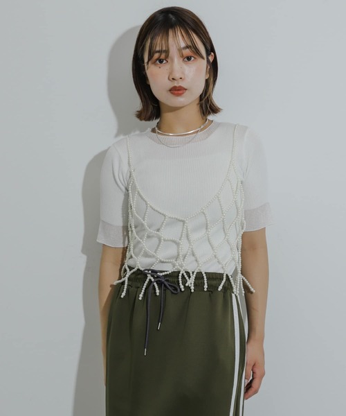 SENSE OF PLACE by URBAN RESEARCH（センスオブプレイスバイアーバンリサーチ）の「パールビスチェ（その他小物・レディース・グレー/オフホワイト・ONE）」の15枚目の写真