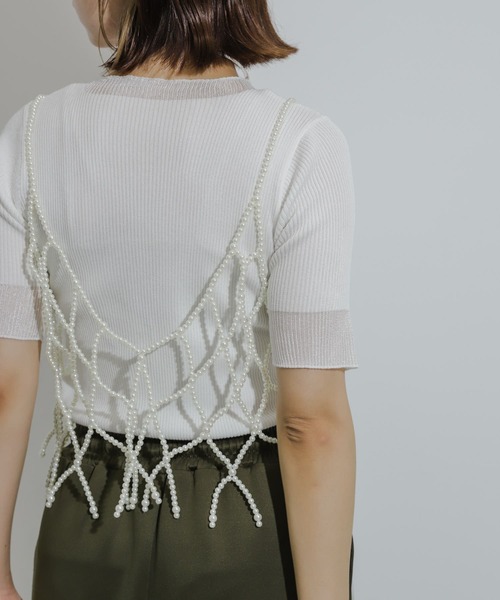 SENSE OF PLACE by URBAN RESEARCH（センスオブプレイスバイアーバンリサーチ）の「パールビスチェ（その他小物・レディース・グレー/オフホワイト・ONE）」の14枚目の写真