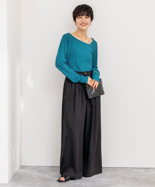 NOLLEY’S（ノーリーズ）の「ハイツイストコットンアシメ2WAYプルオーバーカットソー（Tシャツ/カットソー・レディース・グリーン系その他3/ホワイト/ホワイト系その他4/ブラック・FREE）」の10枚目の写真