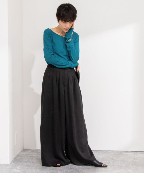 NOLLEY’S（ノーリーズ）の「ハイツイストコットンアシメ2WAYプルオーバーカットソー（Tシャツ/カットソー・レディース・グリーン系その他3/ホワイト/ホワイト系その他4/ブラック・FREE）」の11枚目の写真