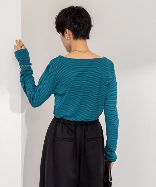 NOLLEY’S（ノーリーズ）の「ハイツイストコットンアシメ2WAYプルオーバーカットソー（Tシャツ/カットソー・レディース・グリーン系その他3/ホワイト/ホワイト系その他4/ブラック・FREE）」の12枚目の写真