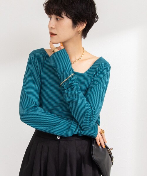 NOLLEY’S（ノーリーズ）の「ハイツイストコットンアシメ2WAYプルオーバーカットソー（Tシャツ/カットソー・レディース・グリーン系その他3/ホワイト/ホワイト系その他4/ブラック・FREE）」の14枚目の写真