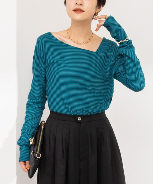 NOLLEY’S（ノーリーズ）の「ハイツイストコットンアシメ2WAYプルオーバーカットソー（Tシャツ/カットソー・レディース・グリーン系その他3/ホワイト/ホワイト系その他4/ブラック・FREE）」の15枚目の写真