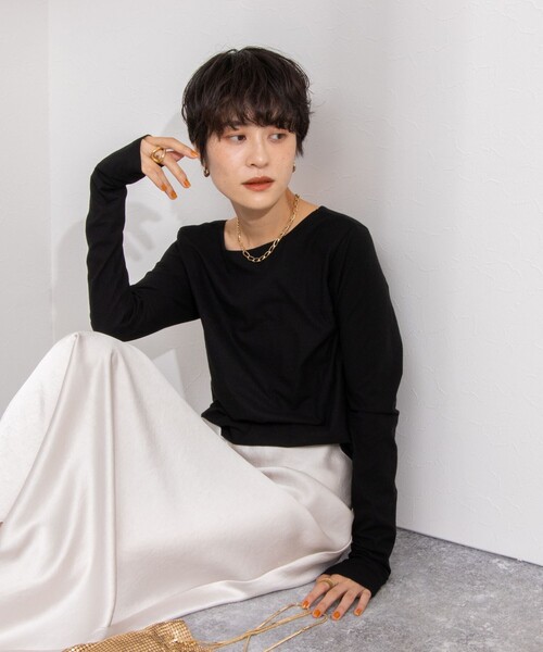 NOLLEY’S（ノーリーズ）の「ハイツイストコットンアシメ2WAYプルオーバーカットソー（Tシャツ/カットソー・レディース・グリーン系その他3/ホワイト/ホワイト系その他4/ブラック・FREE）」の21枚目の写真