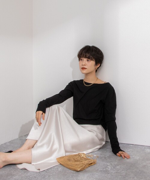 NOLLEY’S（ノーリーズ）の「ハイツイストコットンアシメ2WAYプルオーバーカットソー（Tシャツ/カットソー・レディース・グリーン系その他3/ホワイト/ホワイト系その他4/ブラック・FREE）」の22枚目の写真