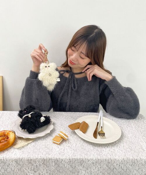 MAJESTIC LEGON(マジェスティックレゴン)の「ふわふわキャットキーホルダー(キーホルダー・レディース・ブラック/アイボリー・FREE)」の10枚目の写真