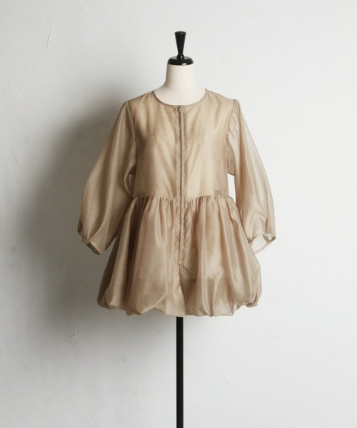 &. NOSTALGIA(アンドドットノスタルジア)の「バルーンペプラムシアーブルゾン(ブルゾン・レディース・ベージュ/ブラック・M)」の18枚目の写真