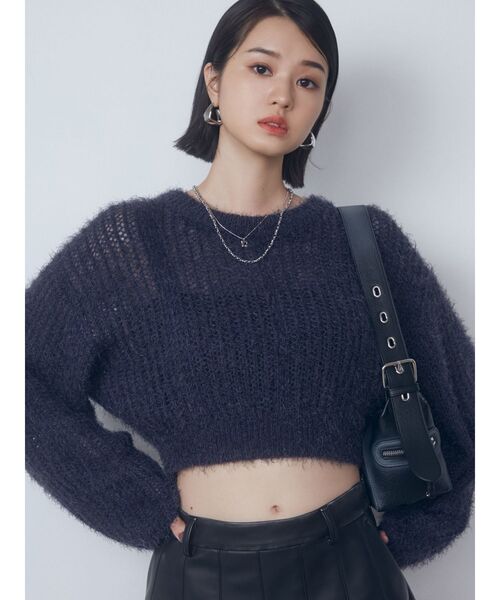 EMODA(エモダ)の「シアーシャギーニット(ニット/セーター・レディース・ネイビー/グレー/ブラック・FREE)」の3枚目の写真