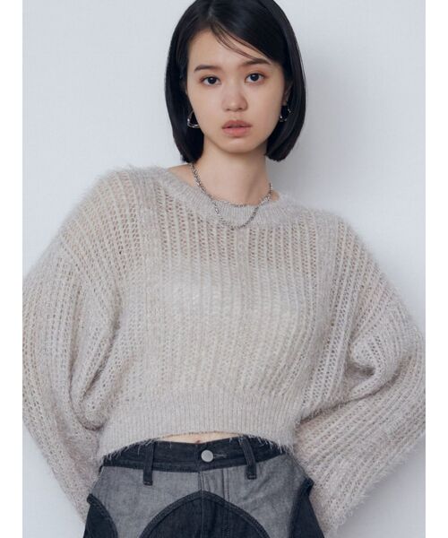 EMODA(エモダ)の「シアーシャギーニット(ニット/セーター・レディース・ネイビー/グレー/ブラック・FREE)」の2枚目の写真