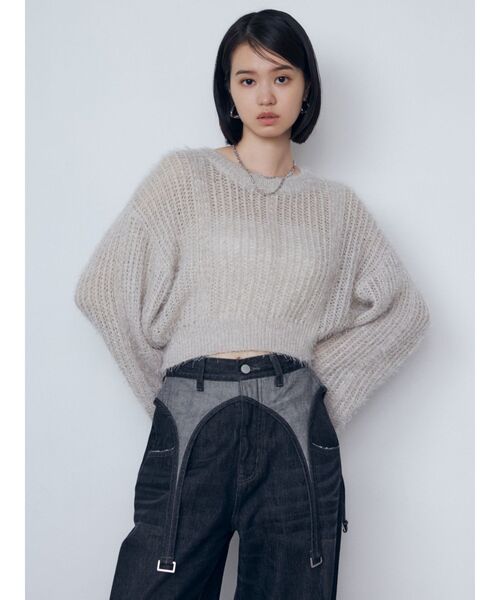 EMODA(エモダ)の「シアーシャギーニット(ニット/セーター・レディース・ネイビー/グレー/ブラック・FREE)」の5枚目の写真