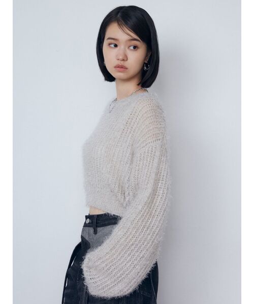 EMODA(エモダ)の「シアーシャギーニット(ニット/セーター・レディース・ネイビー/グレー/ブラック・FREE)」の7枚目の写真