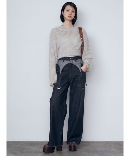 EMODA(エモダ)の「シアーシャギーニット(ニット/セーター・レディース・ネイビー/グレー/ブラック・FREE)」の9枚目の写真