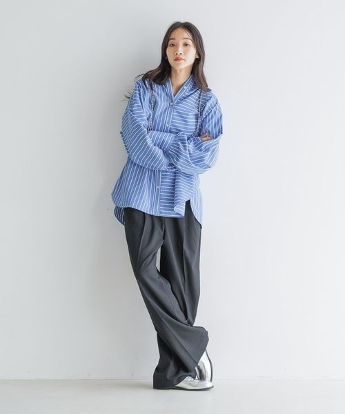 LOWRYS FARM（ローリーズファーム）の「ＴＲダブルウエストワイドパンツ　 116948（スラックス・レディース・グレー/アイボリー/ブラック/ブルー系その他・MEDIUM/LARGE）」の19枚目の写真