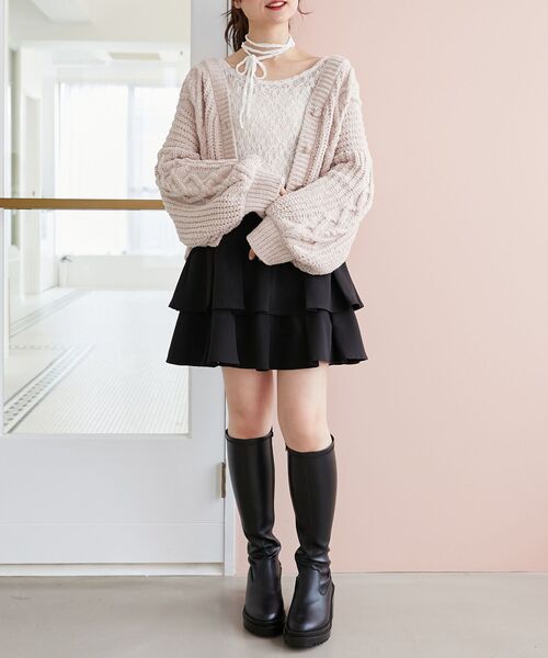 MAJESTIC LEGON（マジェスティックレゴン）の「チョーカー付シアーレーストップス（Tシャツ/カットソー・レディース・オフホワイト/アイボリー/ホワイト系その他2/ブラック系その他/ブラック・MEDIUM）」の18枚目の写真