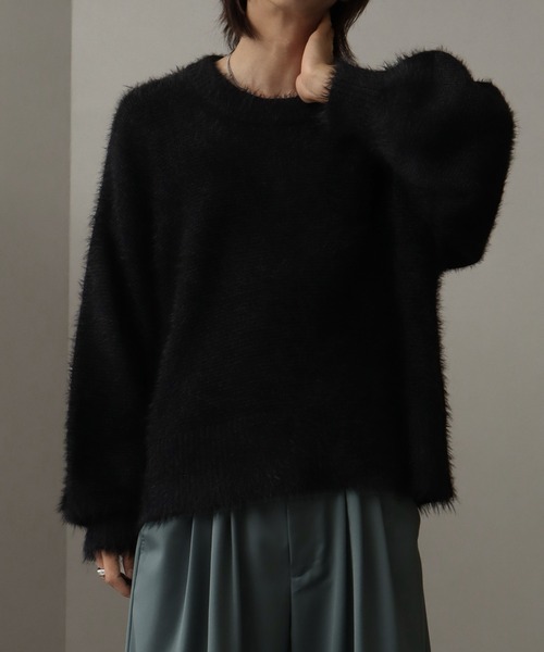 【新品タグ付き】RIVE DROITE ブラック ニットジャケット Fサイズ welise/ウェライズ】リッチシャギーファブリック オーバーサイズ