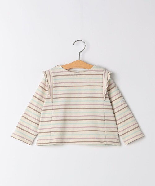 SHIPS（シップス）の「SHIPS KIDS:80～90cm / オーガニック コットン フリル プルオーバー（Tシャツ/カットソー・キッズ・ピンク/ネイビー・80/90）」の2枚目の写真