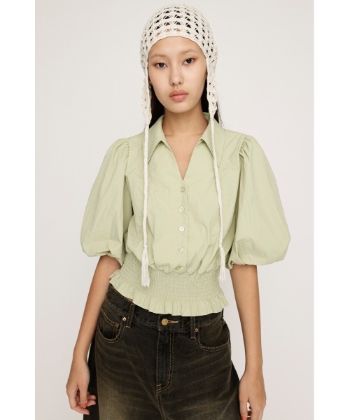 SLY(スライ)の「BALOON SLEEVE BL バルーン スリーブ ブラウス 半袖 夏服 春服(シャツ/ブラウス・レディース・オフホワイト/ブラック/ライトグリーン・FREE)」の4枚目の写真