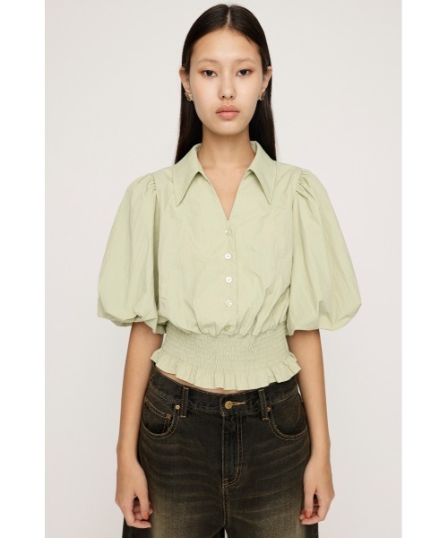 SLY(スライ)の「BALOON SLEEVE BL バルーン スリーブ ブラウス 半袖 夏服 春服(シャツ/ブラウス・レディース・オフホワイト/ブラック/ライトグリーン・FREE)」の6枚目の写真