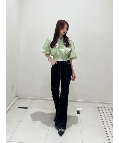 SLY(スライ)の「BALOON SLEEVE BL バルーン スリーブ ブラウス 半袖 夏服 春服(シャツ/ブラウス・レディース・オフホワイト/ブラック/ライトグリーン・FREE)」の11枚目の写真