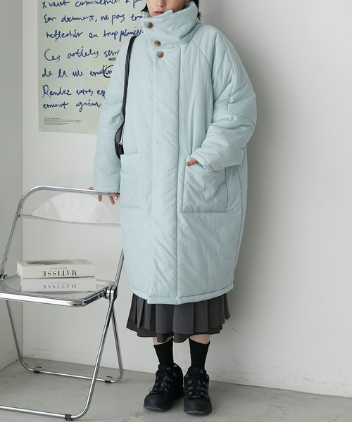forksy.（フォルクシー）の「【forksy.】シボナイロン中綿ハイネックロングコート（ダウンジャケット/コート・レディース・ブルー/アイボリー/ブラック・FREE）」の3枚目の写真